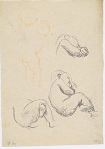 Three Studies of a Seated Child Facing Right, Standing Child by Gustav Klimt